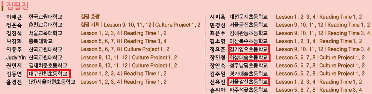 (주)대교 영어(5~6학년군)6 표3쪽 현행내용 이미지