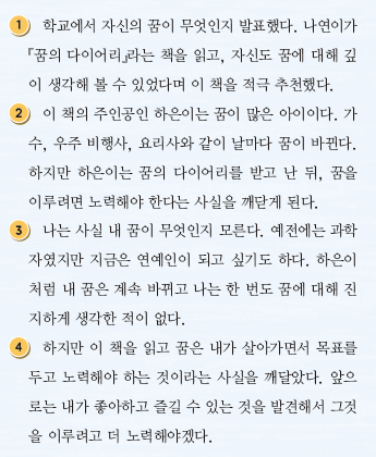 (주)미래엔 국어활동(3~4학년군)4-2 58쪽 수정내용 이미지